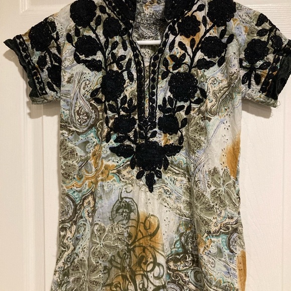 Elegant Boho Black and Multicolor Women's Dress Size XS - Picture 3 of 6